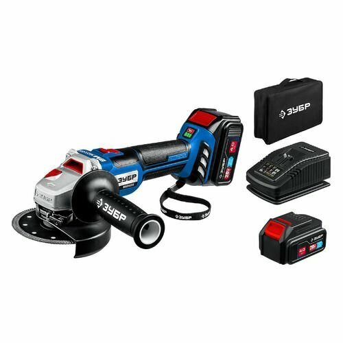 Угловая шлифмашина Зубр AB-125-42, аккумуляторная, с 2 АКБ