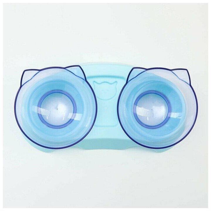 Миски пластиковые на голубой подставке 30 х 15,5 х 12 см прозрачные Пижон 7519737 . - фотография № 2
