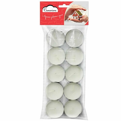 Набор чайных свечей Cameriera, 10 шт, без запаха, белая