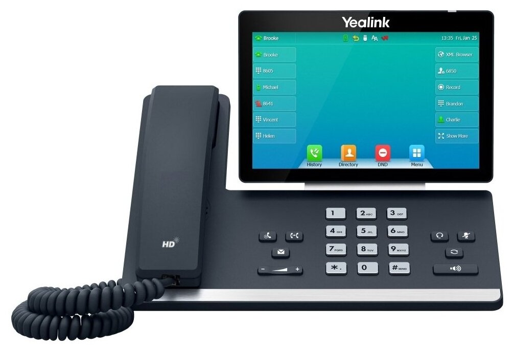 YEALINK SIP-T57W SIP-телефон, цветной сенсорный экран 7", 16 SIP аккаунтов, Wi-Fi, Bluetooth, Opus, BLF, PoE, USB, GigE, без БП