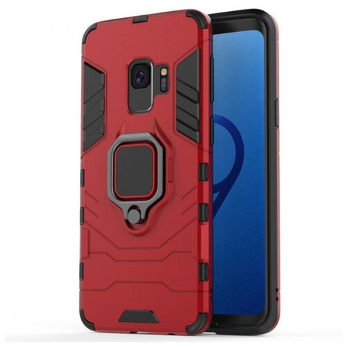 противоударный чехол для samsung galaxy s9 case glass белый с красным Transformer Ring Противоударный чехол под магнитный держатель для Samsung Galaxy S9