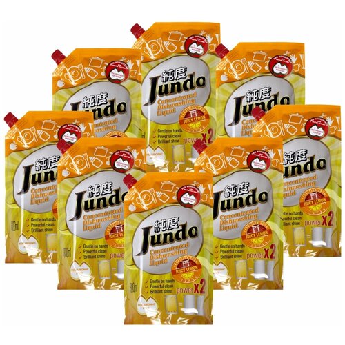 Jundo Концентрированный ЭКО-гель с гиалуроновой кислотой для мытья посуды и детских принадлежностей «Juicy Lemon», 800 мл - Упаковка 8 Шт.