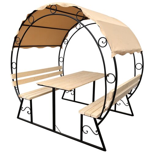 Беседка М-Групп Подкова арт.MG479 (без навеса) Черный каркас/Дерево