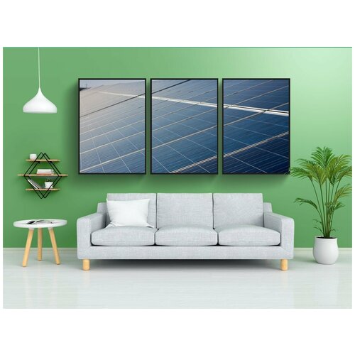 фото Набор модулных постеров для интерьера "солнечные батареи, солнечные фотоэлектрические, электричество" 60x90 см. в тубусе, без рамки lotsprints