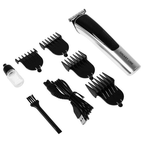 Машинка для стрижки Galaxy GL 4161 АКБ 4 насадки лезвия из нержстали серебристая 176400₽