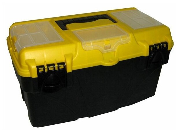 Ящик для инструментов М 2936 с секциями титан 18 черный-желтый 43х23,5х25 см