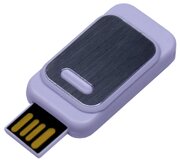 Пластиковая прямоугольная выдвижная флешка с металлической пластиной (16 Гб / GB USB 2.0 Белый/White 045)
