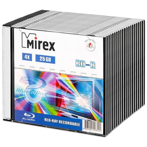Диск BD-RMirex25Gb 4x, 20 оптический диск mirex bd r 25 gb slim case 1 шт