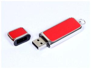 Компактная кожаная флешка для нанесения логотипа (128 Гб / GB USB 3.0 Красный/Red 213 Прикольный и идеальный подарок на день рождения)