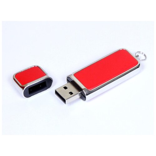 Компактная кожаная флешка для нанесения логотипа (64 Гб / GB USB 3.0 Красный/Red 213 Flash drive Рудис Rudis Skin N277)