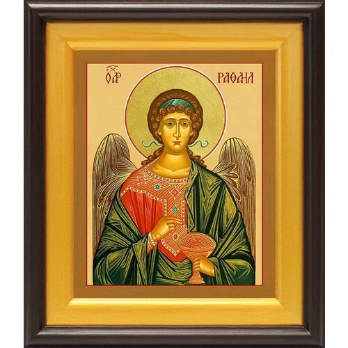 Архангел Рафаил поясной, икона в широком киоте 21,5*25 см архангел рафаил поясной икона на доске 20 25 см