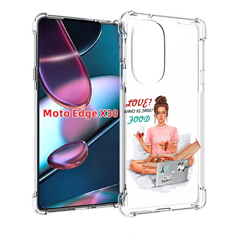 Чехол MyPads девушка-с-ноутбуком женский для Motorola Moto Edge X30 задняя-панель-накладка-бампер