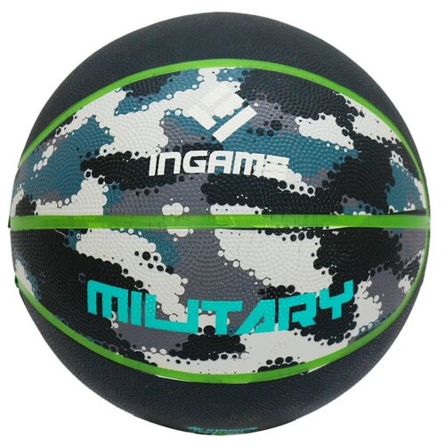 фото Мяч баскетбольный резиновый ingаme military, размер 7, черный/зеленый ingame