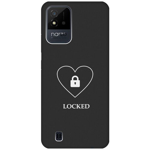 Матовый чехол Locked W для Realme narzo 50i / Рилми Нарзо 50и с 3D эффектом черный матовый чехол tennis w для realme narzo 50i рилми нарзо 50и с 3d эффектом черный