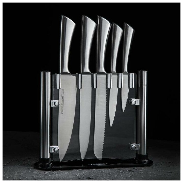 Набор ножей на подставке Lightning, 5 предметов, цвет серебристый