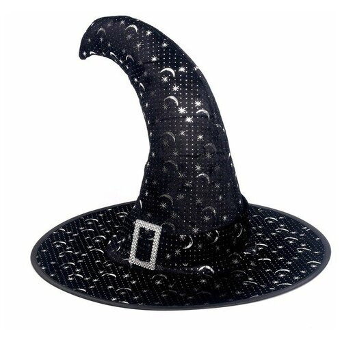 фото Шляпа "ведьмочка" со звездами (цв: черный-серебряный ) артэ