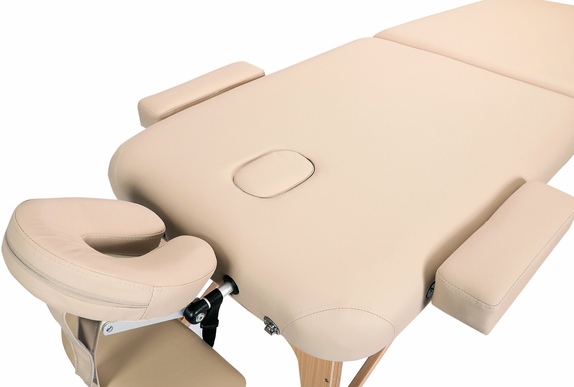 Массажный складной стол модульный Premium 2, на буковых ножках, регулировка от 67 до 86см, для массажа, с сумкой, бежевый