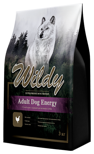 Wildy сухой корм для активных собак с курицей (wildy adult dog energy)