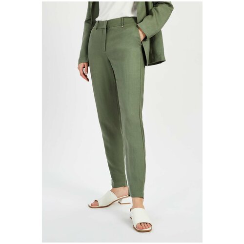 фото Брюки baon костюмные брюки из льна baon, размер: m, зеленый