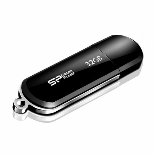 Флешка USB Silicon Power LuxMini 322 32ГБ, USB2.0, черный [sp032gbuf2322v1k]