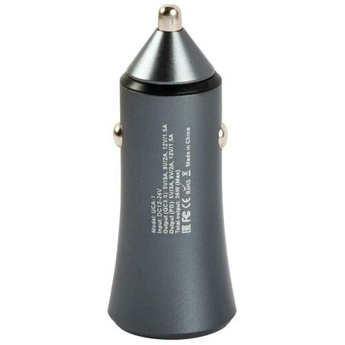 Зарядное устройство автомобильное UNBRÖKE UCA-1 USB + Type-C 36W Quick Charge 3.0 18W металл серый