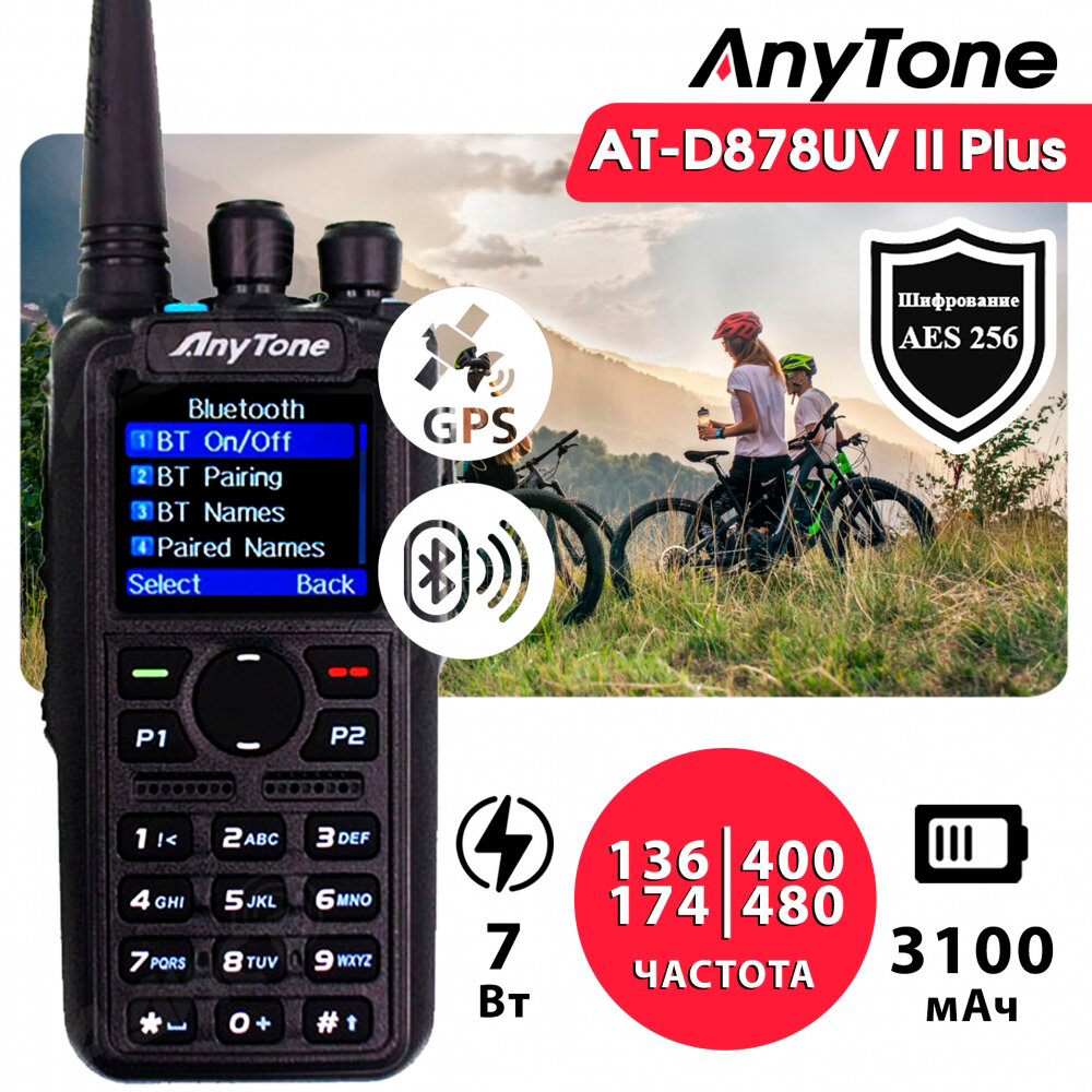 Радиостанция Anytone AT-D878UV II Plus AES256 DMR Type C