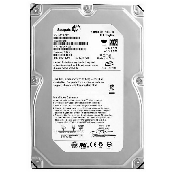 Жесткий диск Seagate ST3320820AS 320Gb 7200 SATAII 3.5" HDD