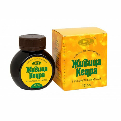 Родники Сибири Живица кедра в кукурузном масле 12,5%, для раздражённой и увядающей кожи, для оздоровления волос и восстановления их блеска и шелковистости, 100 мл