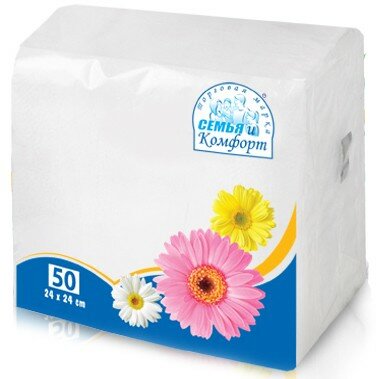 Семья и Комфорт салфетки белые 50 л