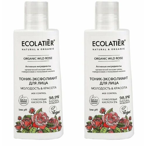 Ecolatier Тоник Эксфолиант для лица Organic Wild Rose, 150 мл.