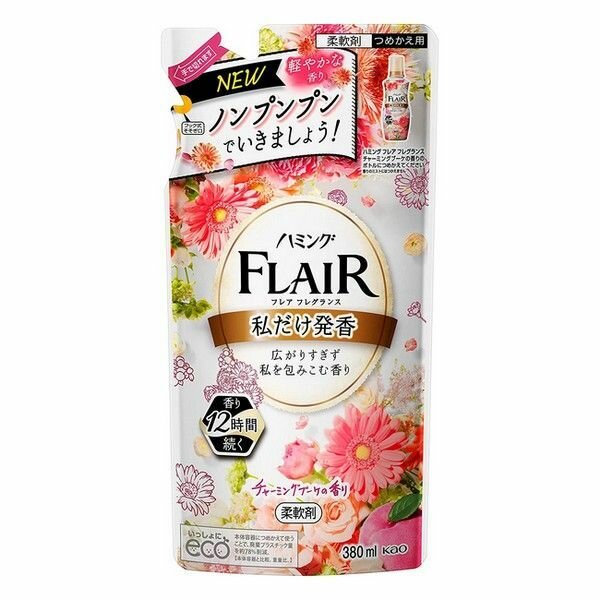 Кондиционер для белья с антибактериальным и дезодорирующим эффектом КAO "Humming Flare", цветочный аромат, Япония, 380 мл.