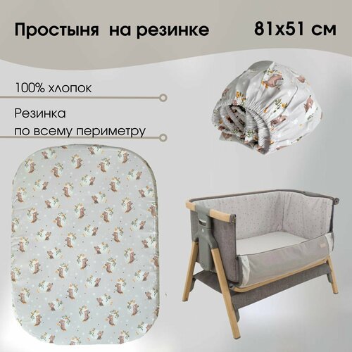 Простыня 51х81 см на резинке в люльку 100 % Хлопок Поплин