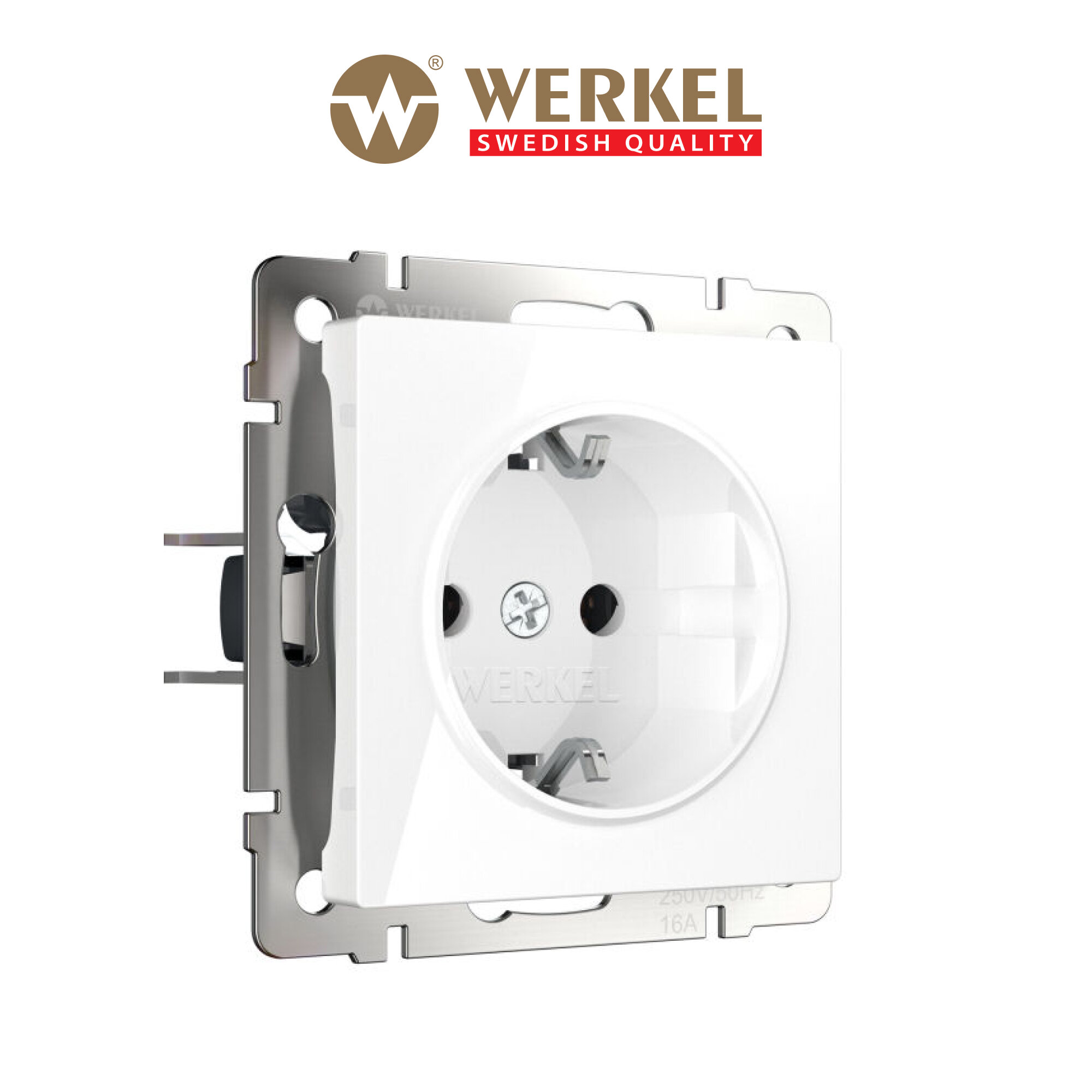 Розетка с заземлением Werkel W1171001 белая IP20