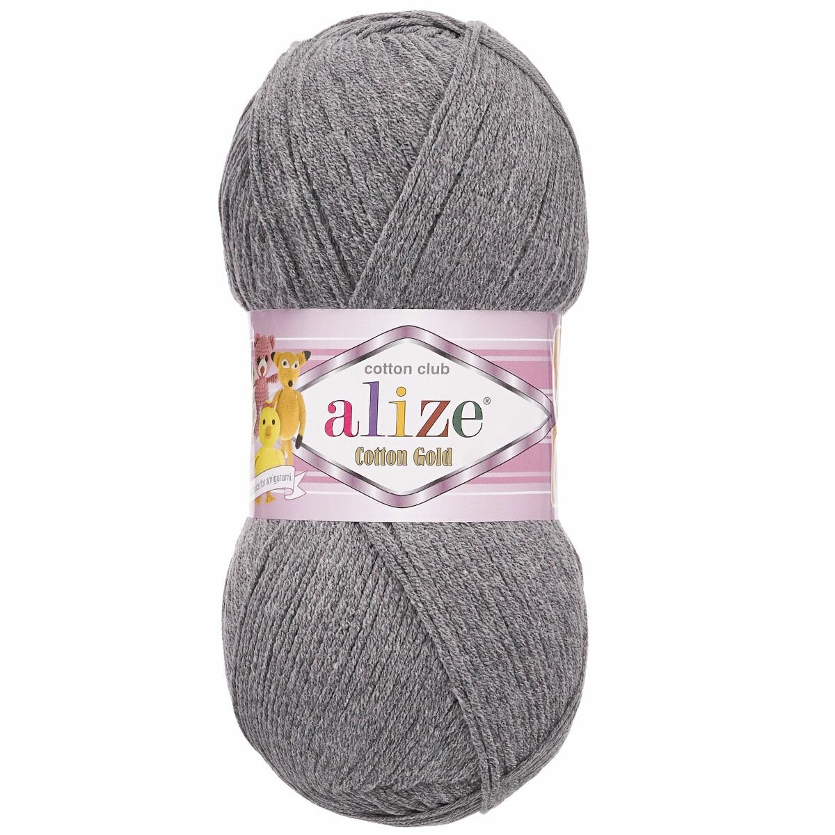 Пряжа ALIZE 'Cotton gold' 100гр. 330м. (55% хлопок, 45% акрил) ТУ (828 серый)