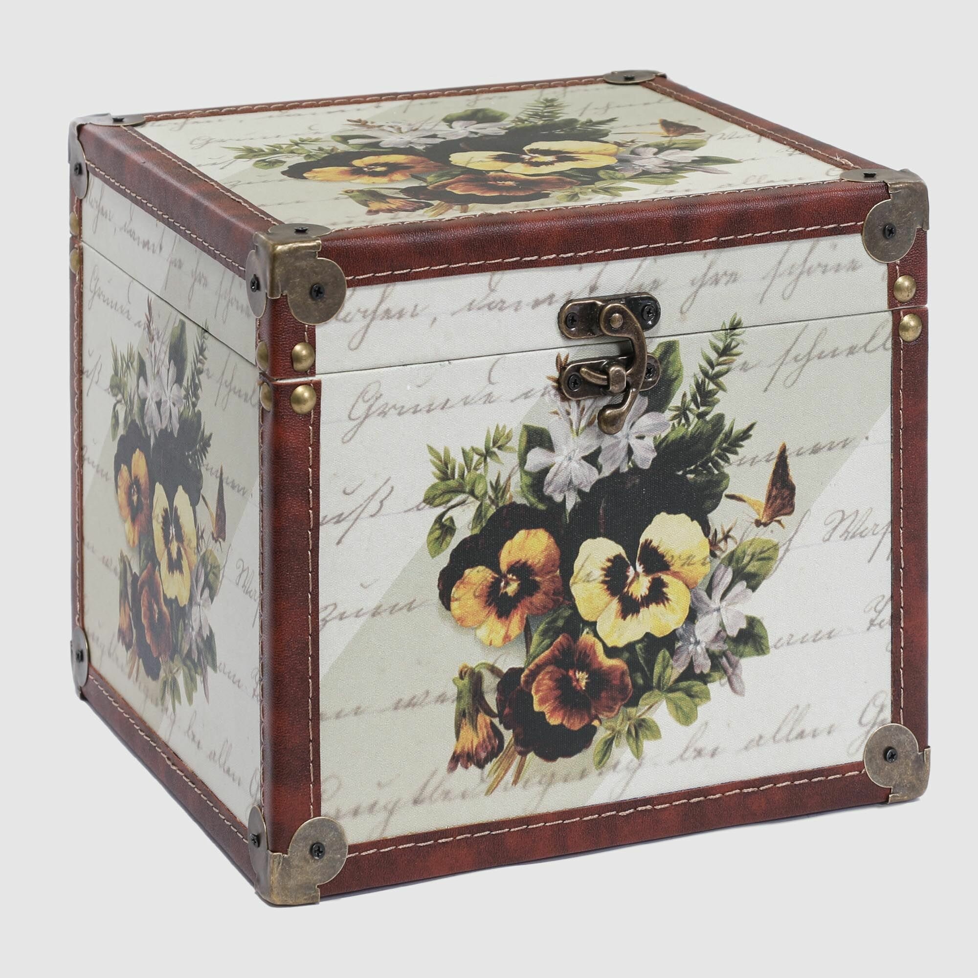 фото Декоративный сундук Fuzhou star Анютины глазки разноцветный 24,6х25,6х20,6 см