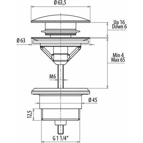 Донный клапан для раковины Gattoni Accessori 151000C0 хром 4520₽