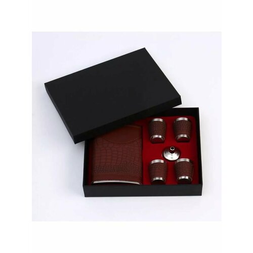 Подарочный набор 6 в 1 фляжка 270 мл воронка 4 рюмки ко 1257₽