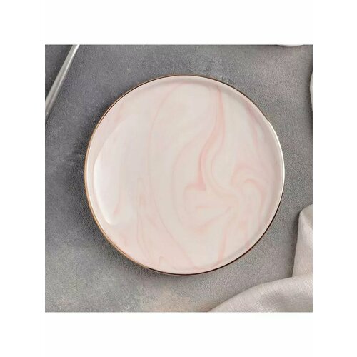 Тарелка пирожковая Мрамор 15х2 см цвет розовый 736₽