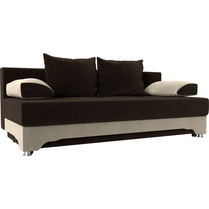 фото Диван-еврокнижка АртМебель Ник-2 микровельвет коричнево-бежев