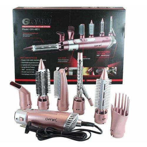 Фен-расческа 7 в 1 Gemey GM-4831 - это Ваш домашний стилист Универсальный мощный стайлер со множеством функций для создания различных причесок Это многофункциональный прибор который поможет девушкам выбрать прическу на любой вкус 330000₽