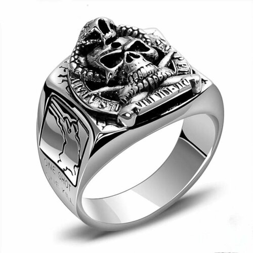 Печатка размер 19 ширина 20 мм серый серебряный черный 935₽