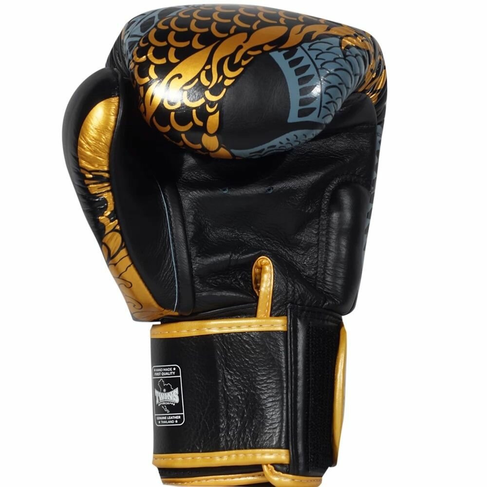 Перчатки для бокса FBGV52 Dragon чёрно золотые 16oz — фото 1