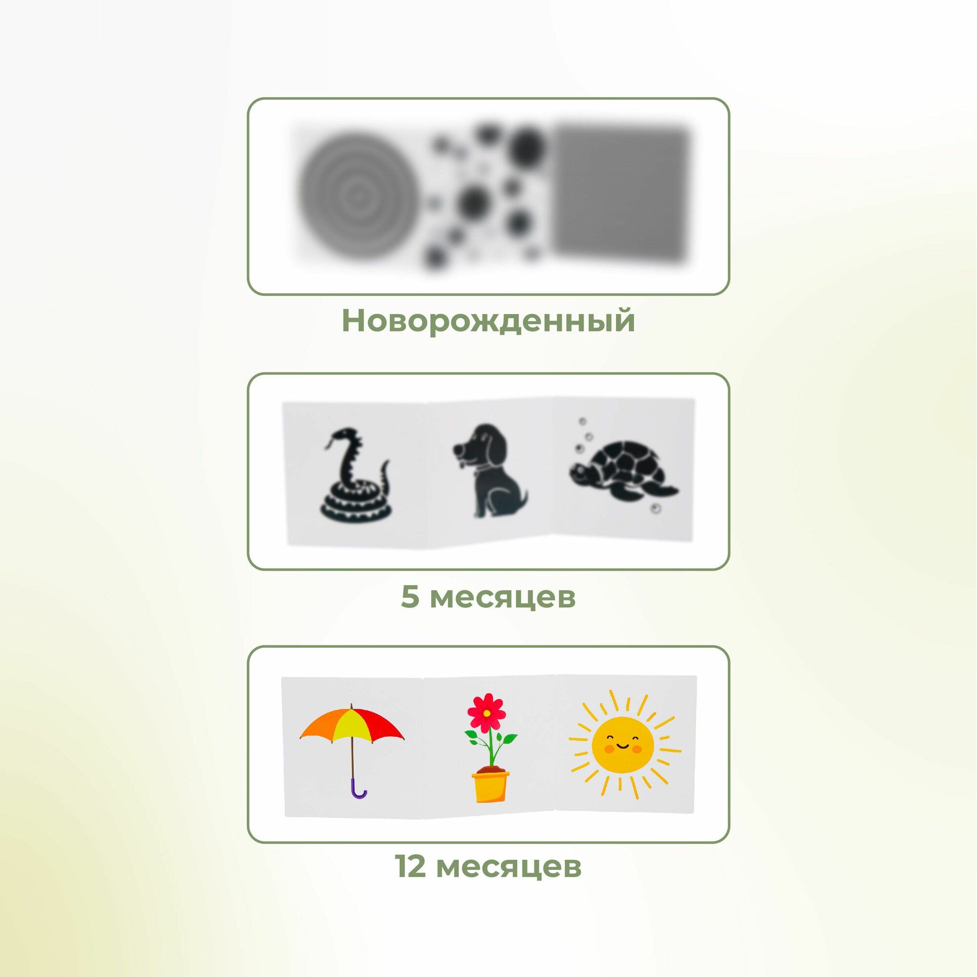 Черно-белые и цветные картинки КУЗЯ ТУТ Набор из шести гармошек для новорожденных 000066 - фото №5