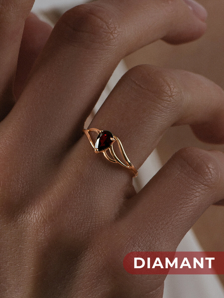 Кольцо Diamant, красное золото, 585 проба, гранат, размер 17.5, красный
