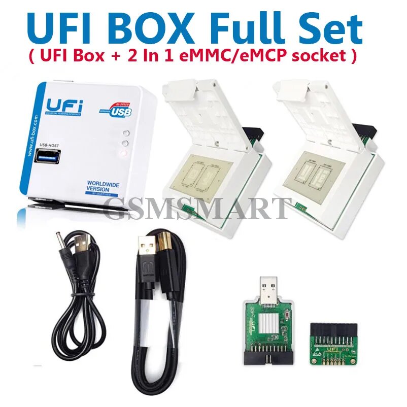 100% оригинальный комплект UFI Box/Ufi Box + EMMC Soctet Поддержка FBGA 153/169/162/186/221/254 ful Jtag eMMC Service Tool UFI BOX Full Set