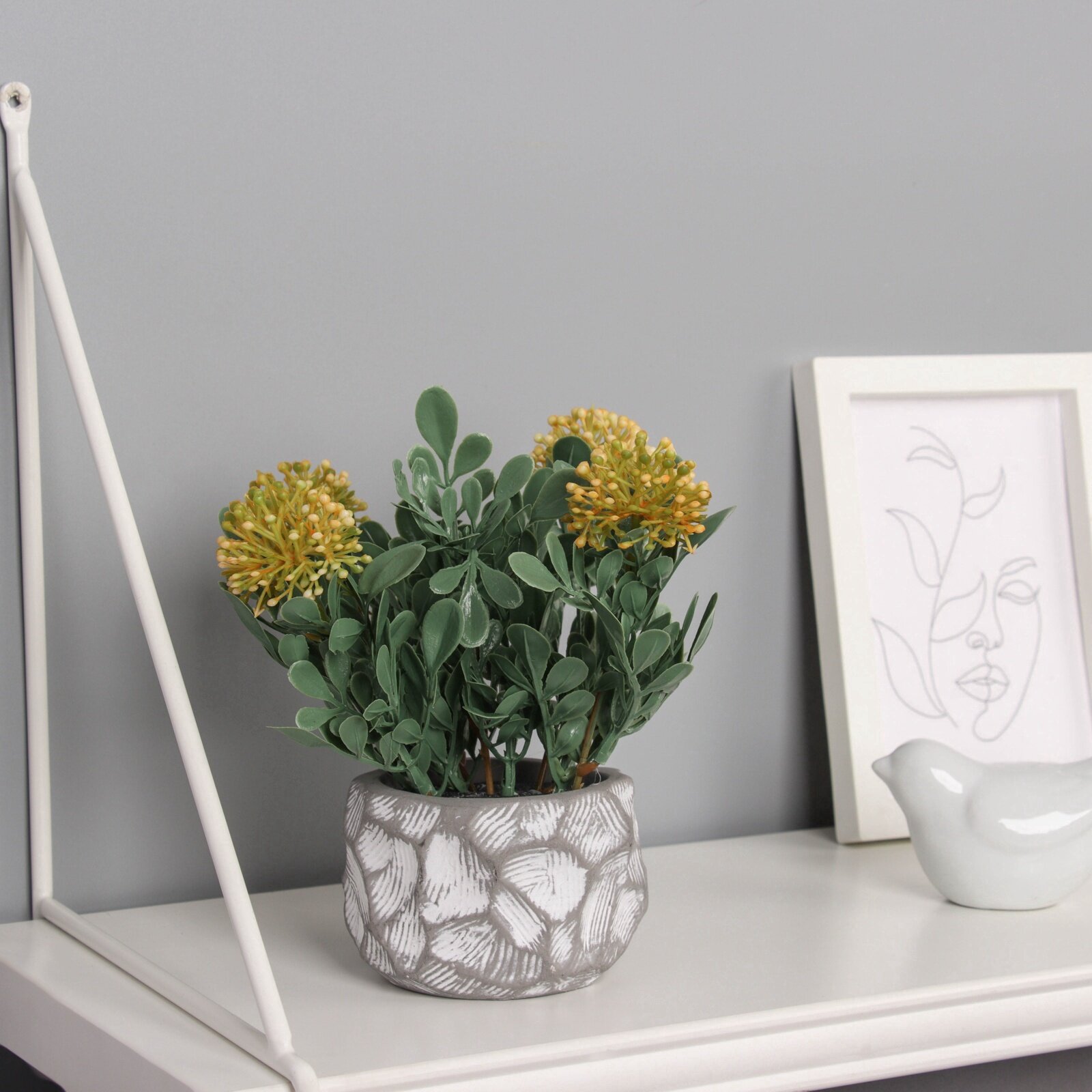 Искусственный цветок в горшке «Ваточник галант» 8×16 см микс