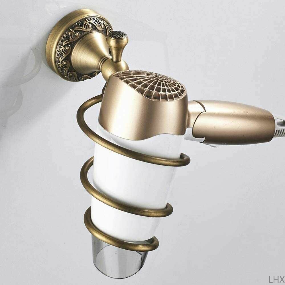Антикварная бронзовая вешалка для фена для ванной комнаты настенная латунный материал-