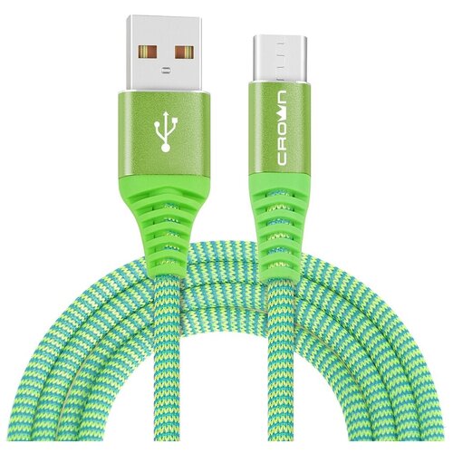 Кабель USB Type-C Crown CMCU-3102C провод Type-C нейлон зелёный круглый 1 м 5В2А USB 20 до 480 Мбитсек 236₽