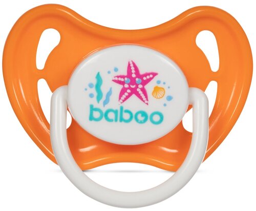 Пустышка силиконовая анатомическая круглая baboo Sealife 6+ м, персиковый