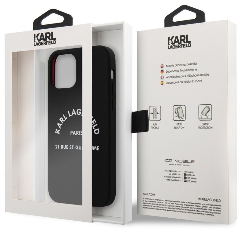 Lagerfeld для iPhone 12/12 Pro (6.1) чехол Liquid silicone RSG logo Hard Black, шт